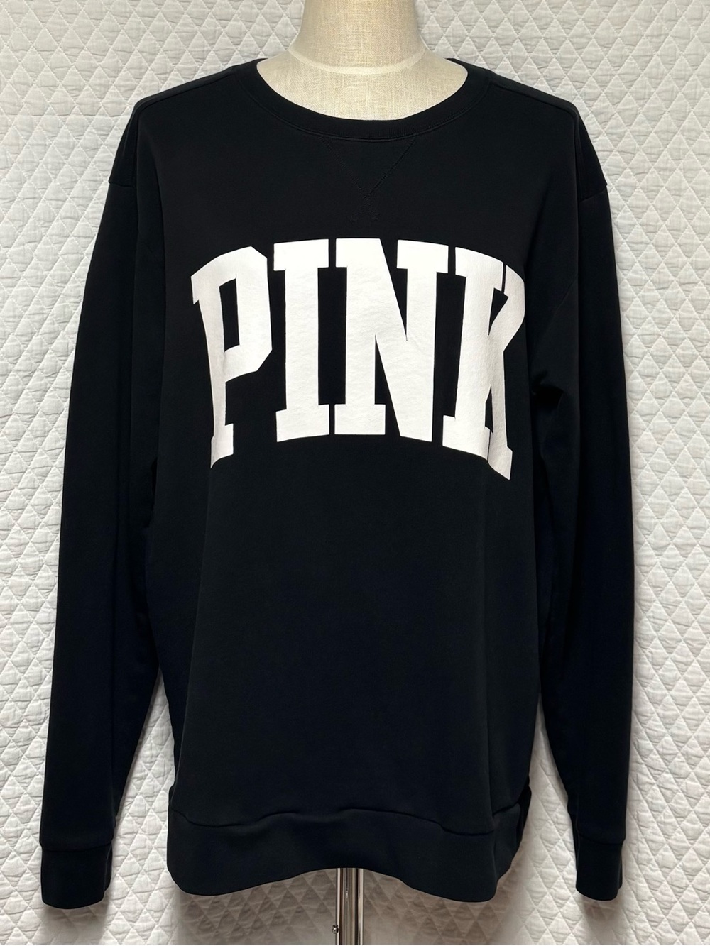 PINK Victoria's Secret Black Crewneck Sweatshirt with White Logo